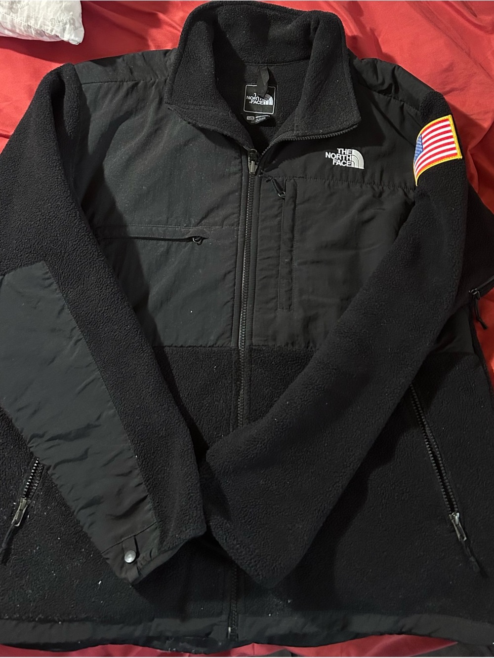 The North Face Black Men’s Fleece Jacket with USA Patch
